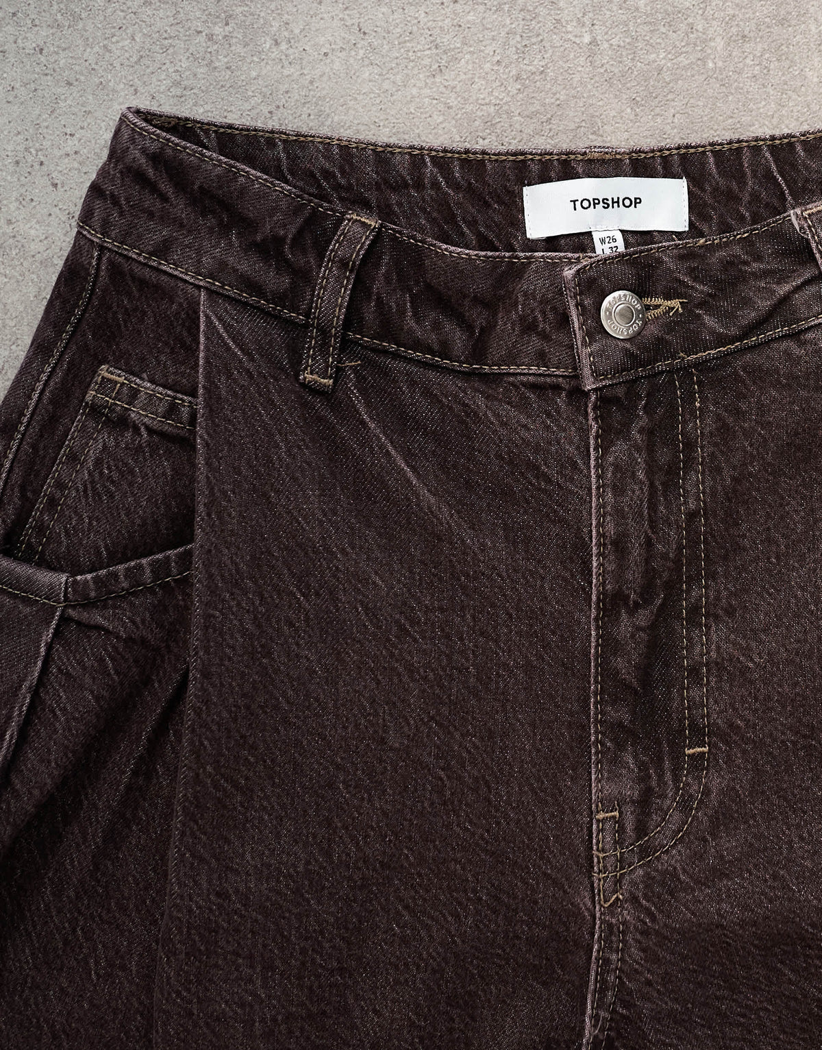 Topshop Cocoon mid rise barrel jean in chocolate