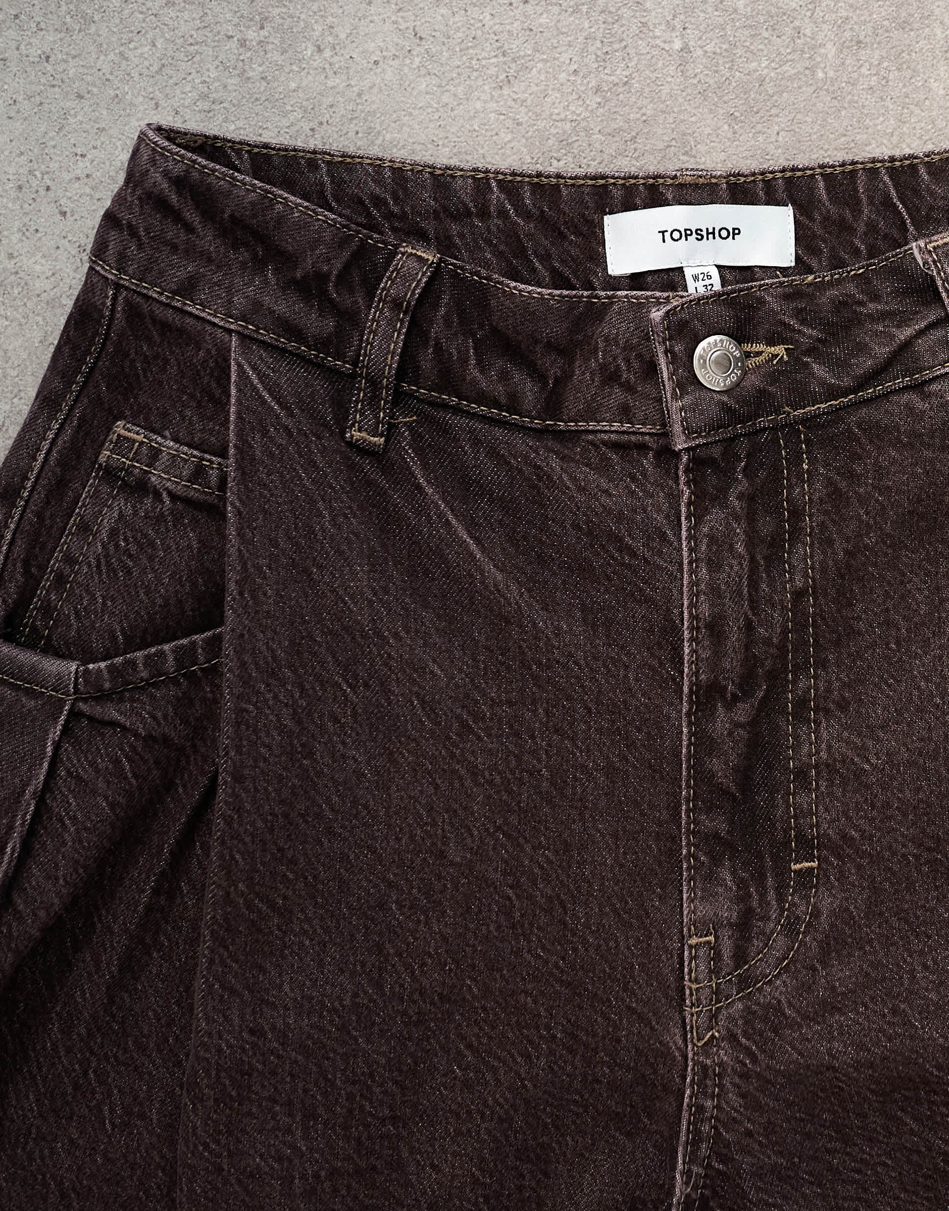 Topshop Cocoon mid rise barrel jean in chocolate