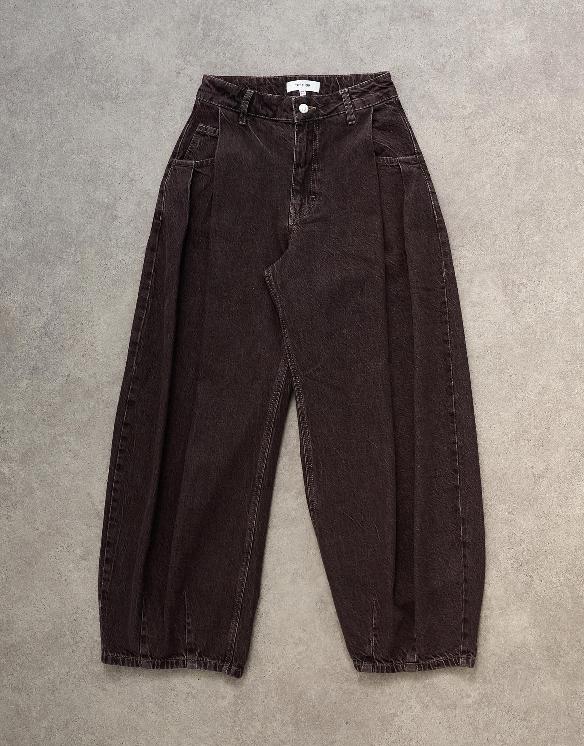 Topshop Cocoon mid rise barrel jean in chocolate