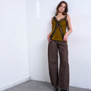 Topshop Barrel mid rise jean in chocolate