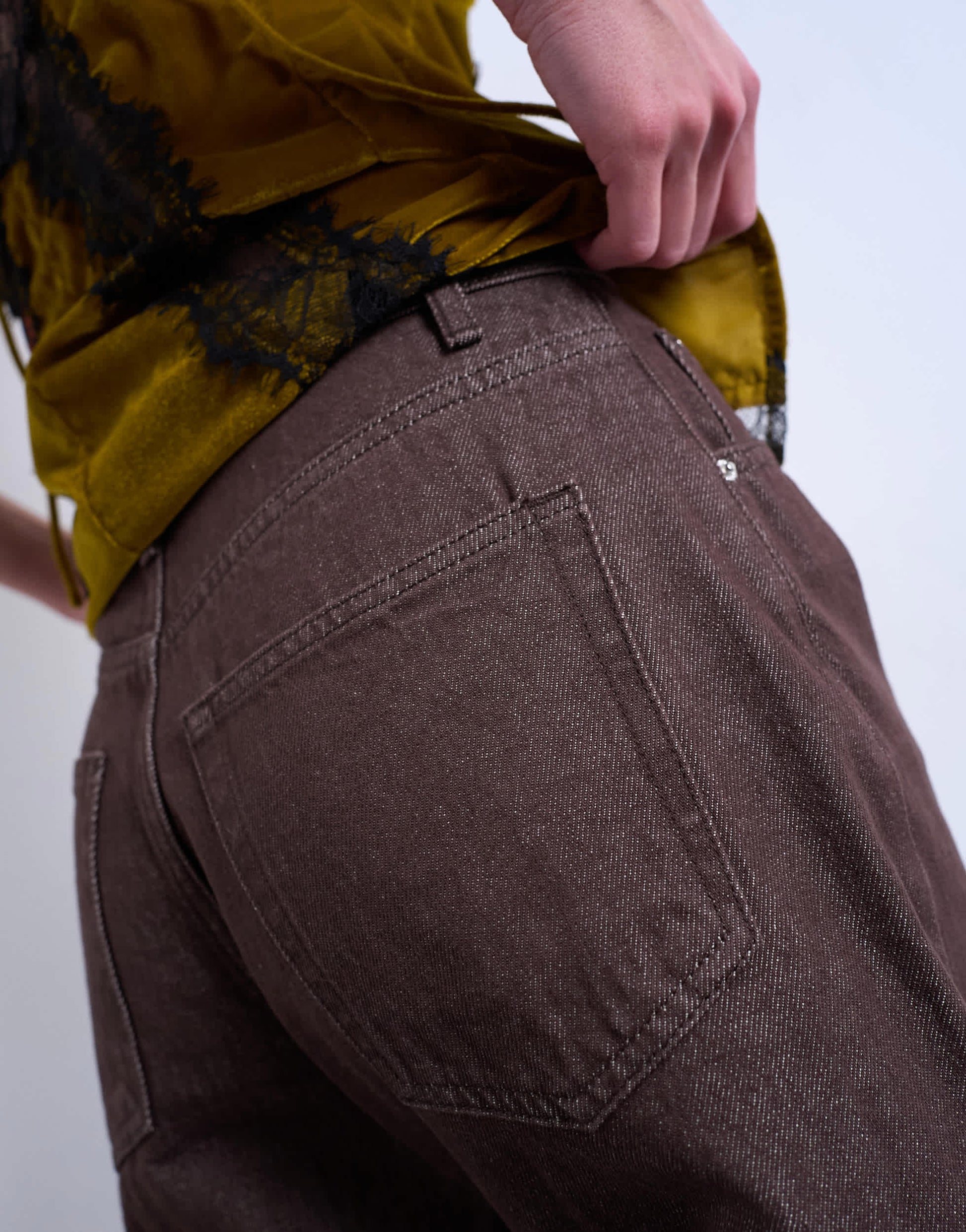 Topshop Barrel mid rise jean in chocolate