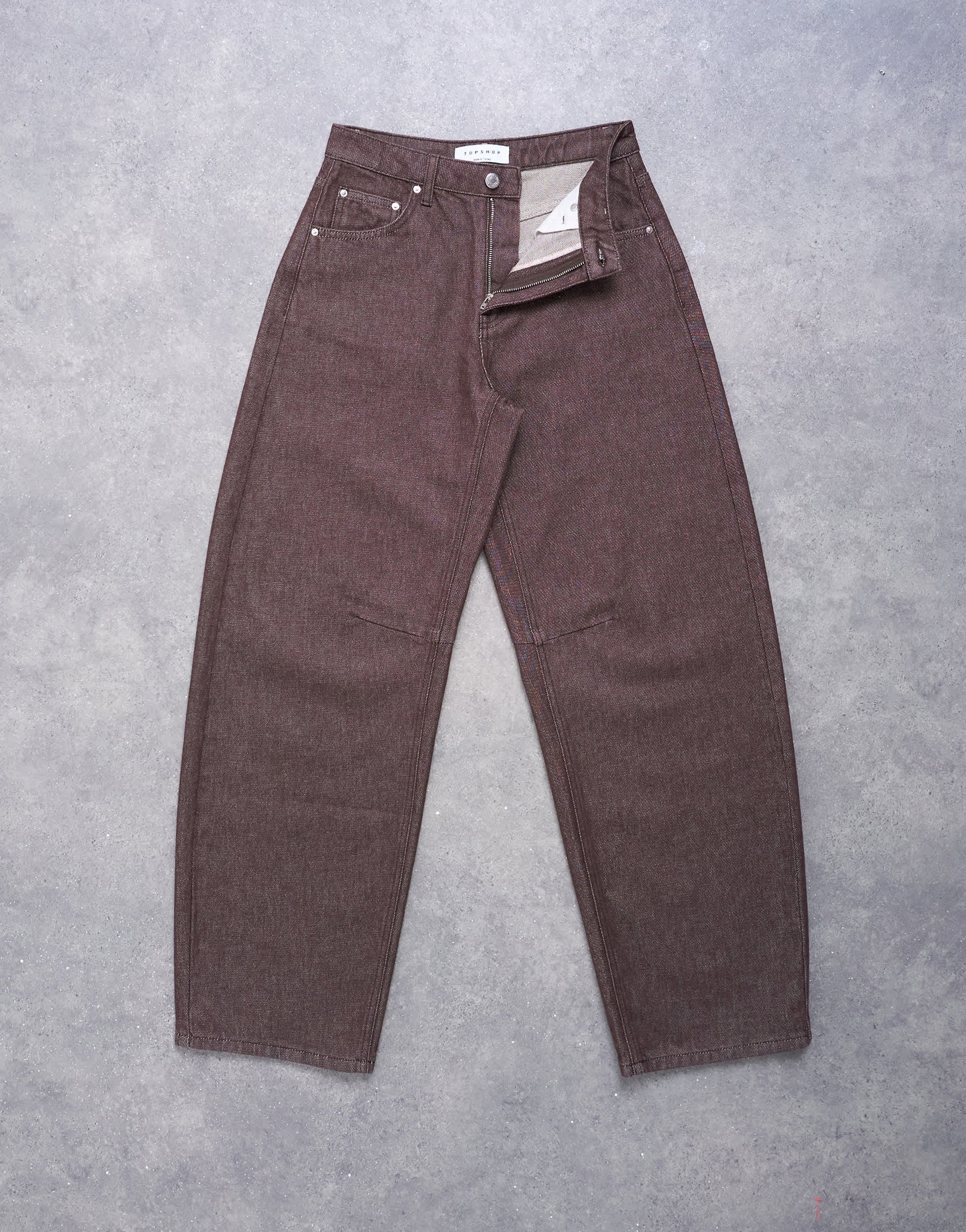 Topshop Barrel mid rise jean in chocolate