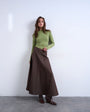 Topshop denim circle skirt in brown