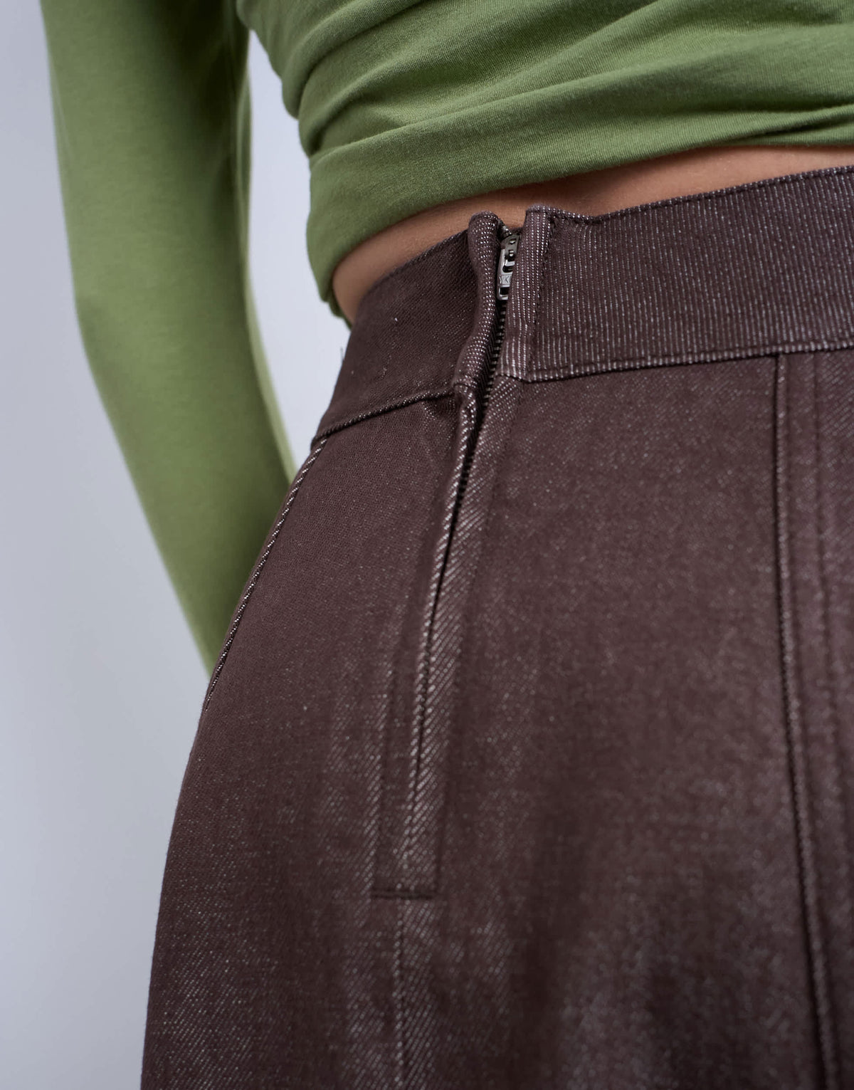 Topshop denim circle skirt in brown