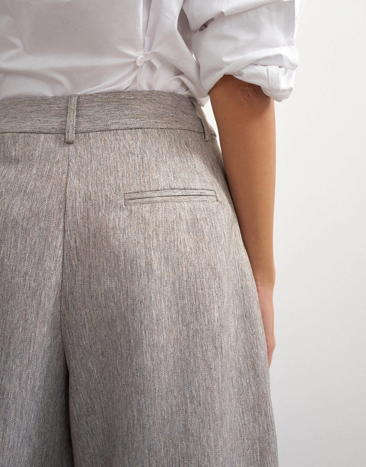 Topshop co ord  multi pleated wide leg trouser in taupe marl