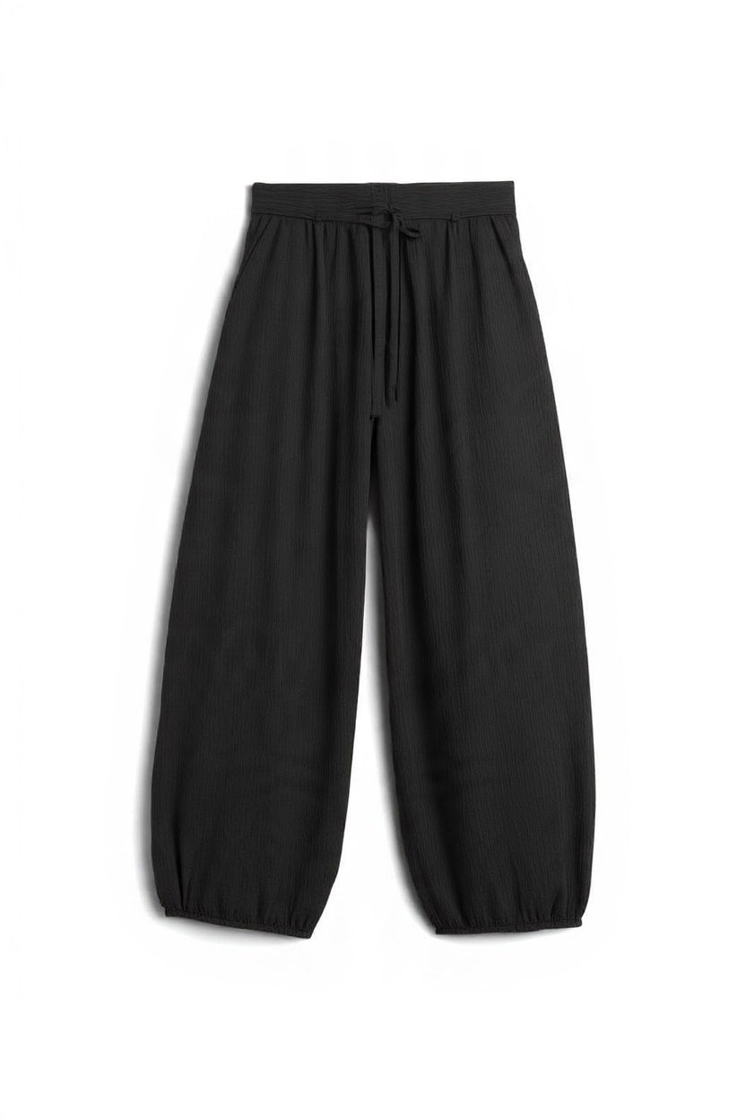Topshop co ord occassion plisse balloon tie front trouser in black