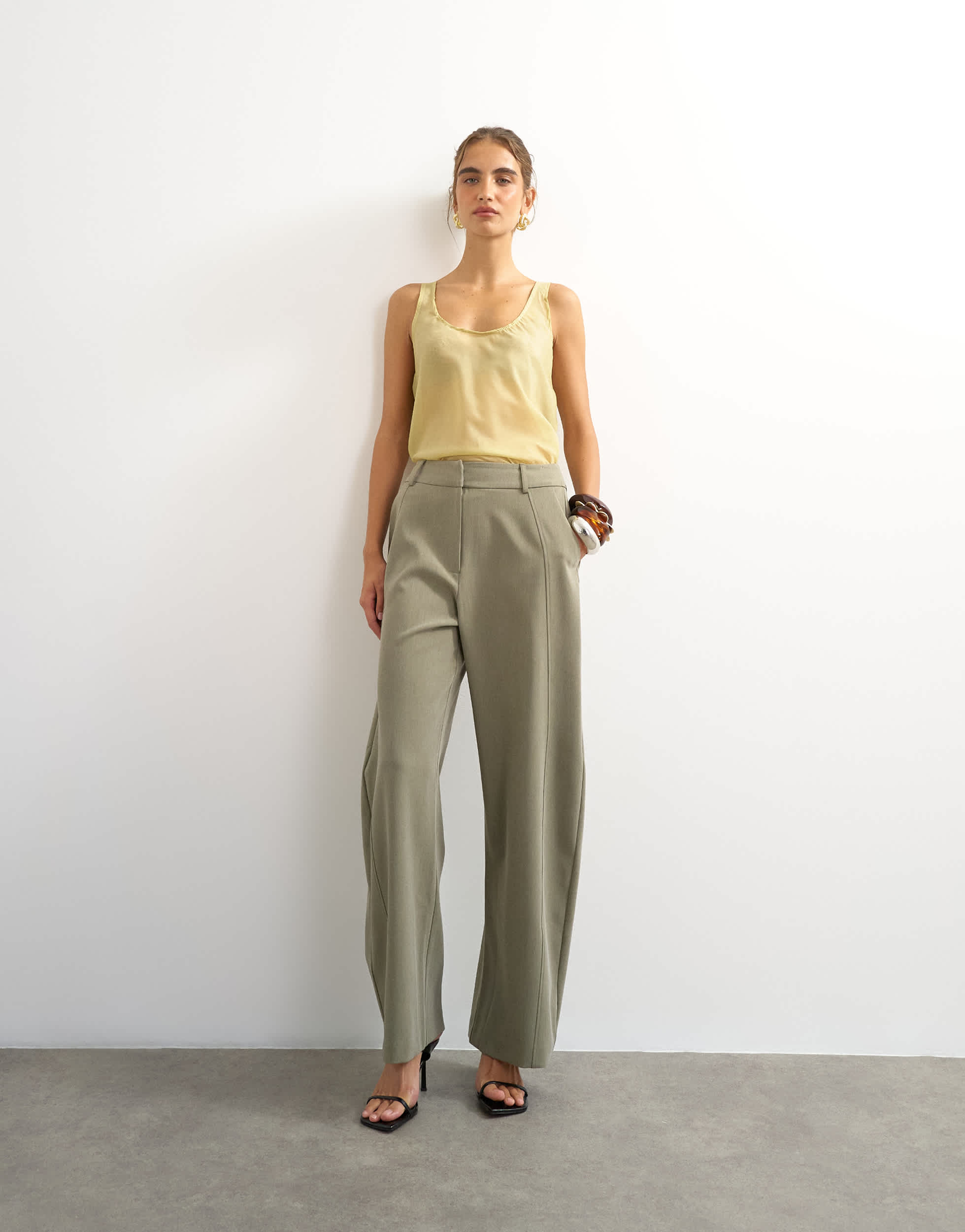 Topshop tailored horseshoe trouser in sage