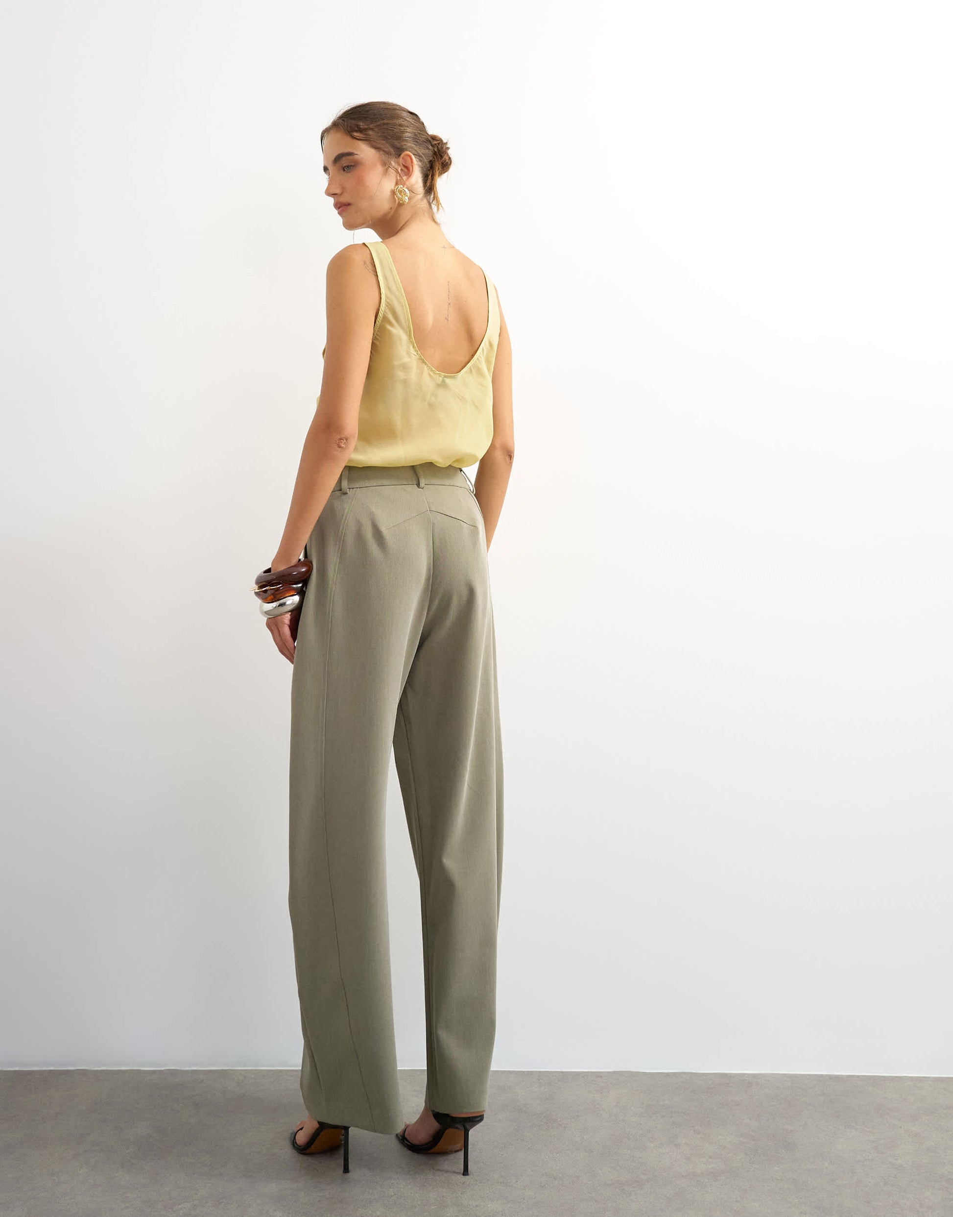 Topshop tailored horseshoe trouser in sage