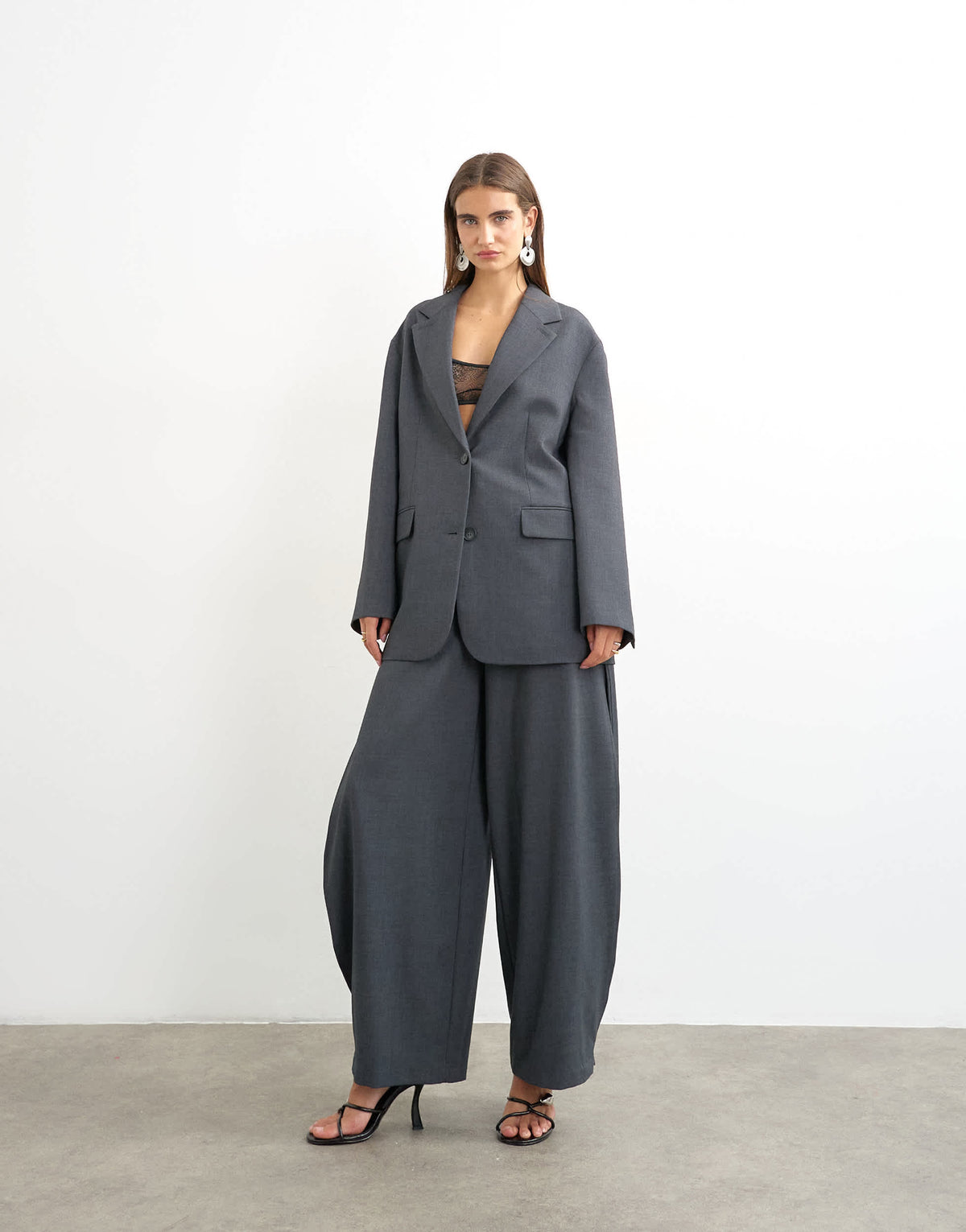 Topshop co ord slouchy chuck on blazer in grey