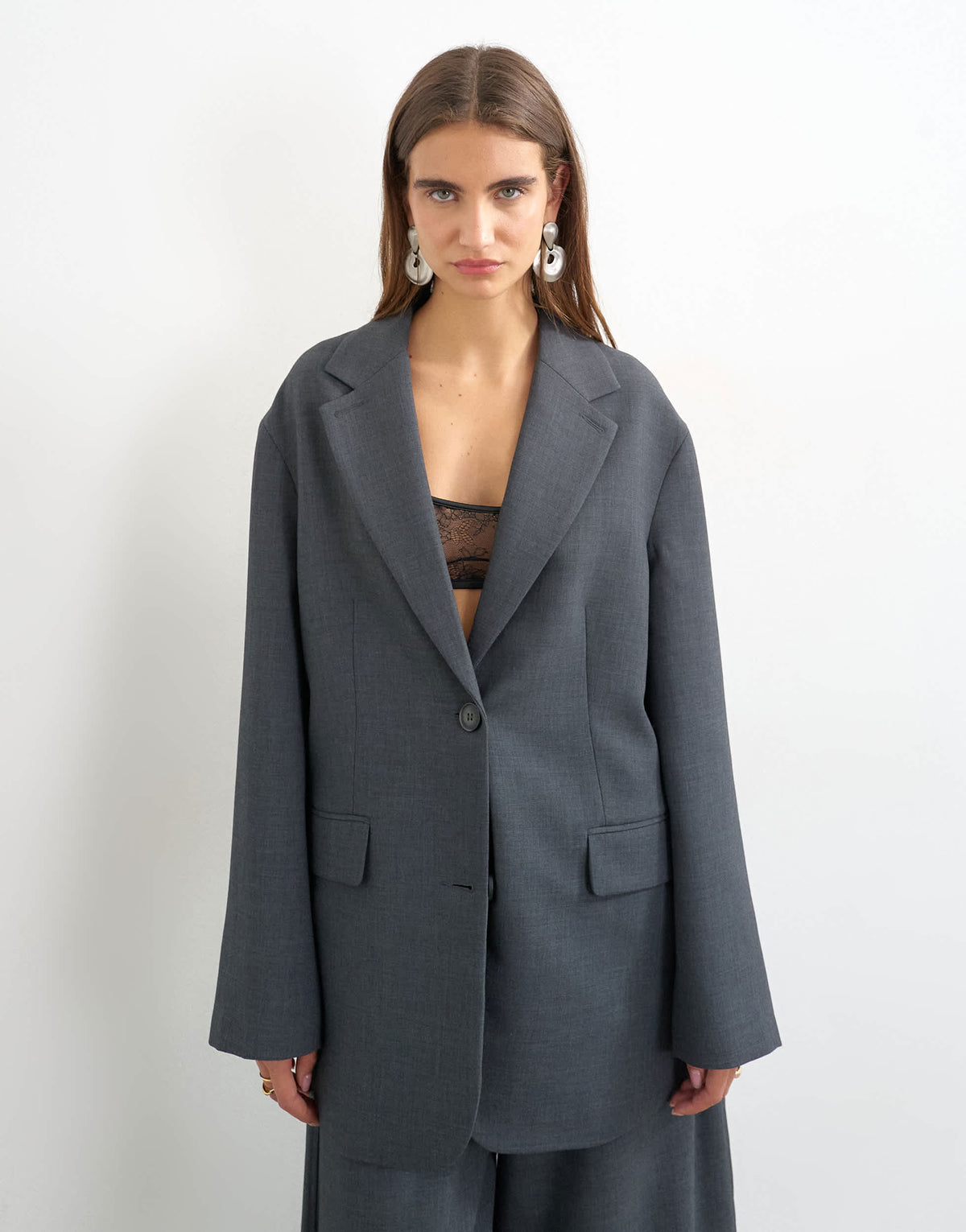 Topshop co ord slouchy chuck on blazer in grey