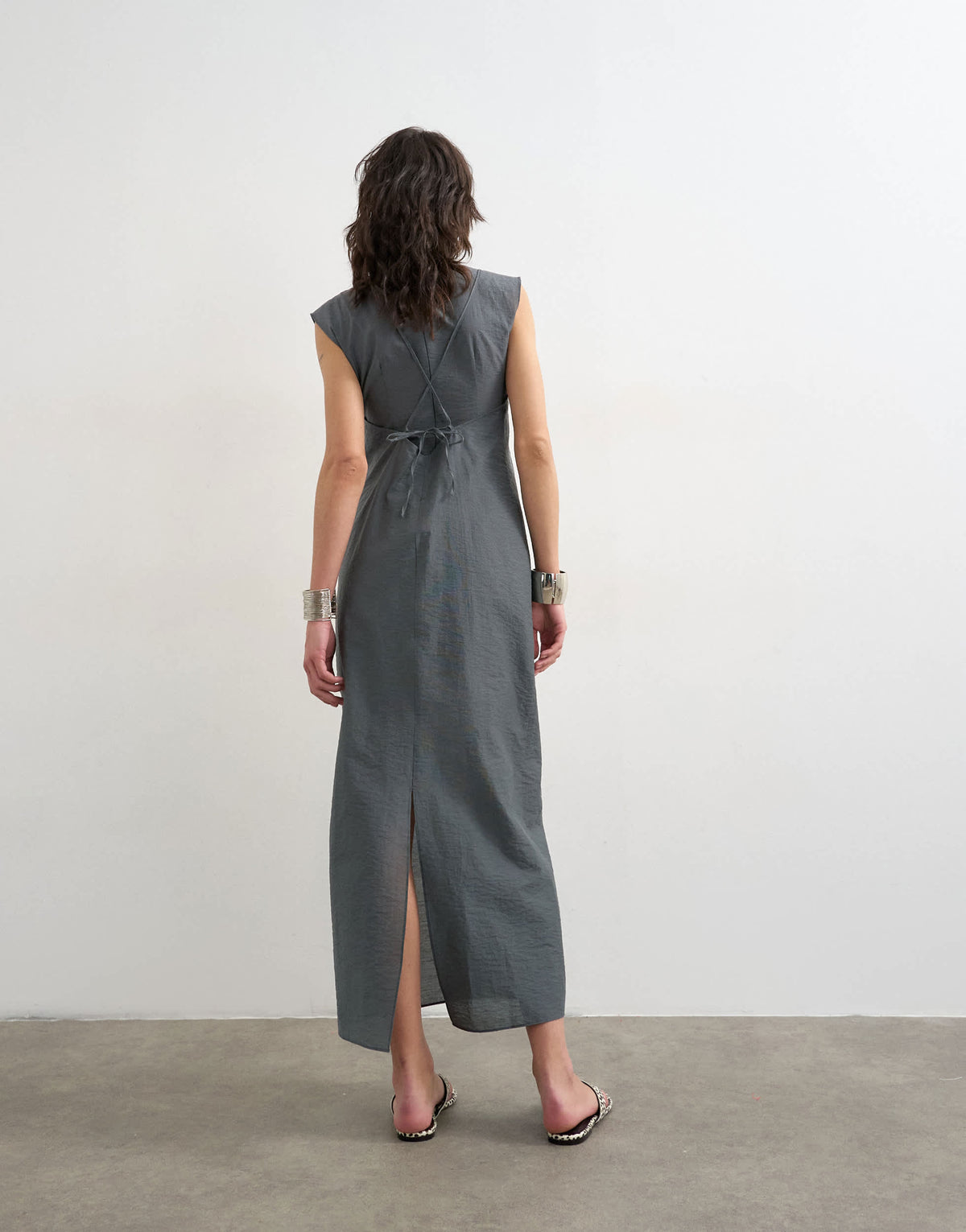 Topshop short sleeve cami layered maxi dress in slate grey