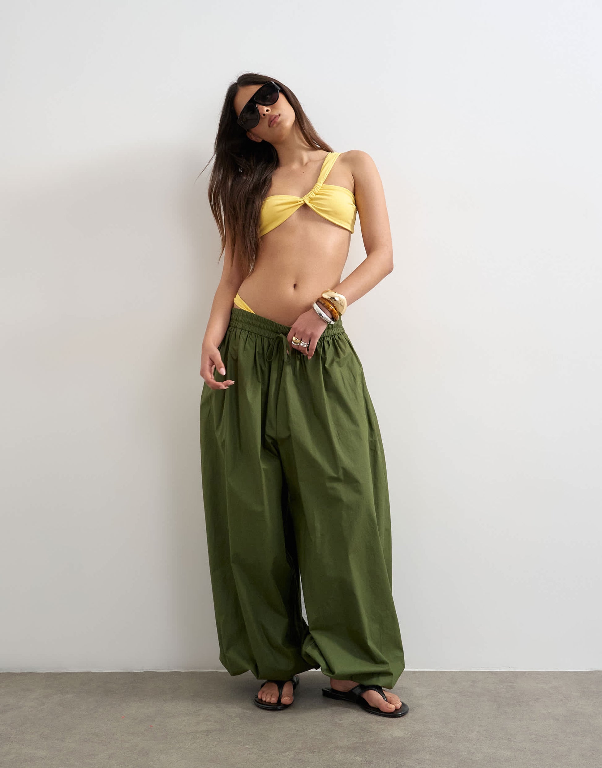 Topshop Tiana bandeau bikini top with twisted strap in yellow