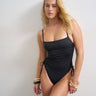 Topshop Chloe swimsuit with ruched sides in black