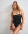 Topshop Chloe swimsuit with ruched sides in black