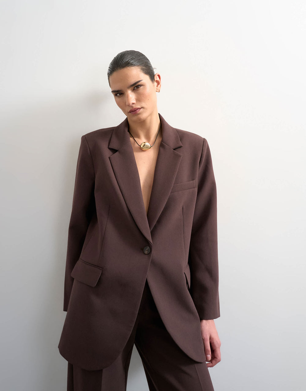 Topshop co ord 2 button relaxed fit blazer in chocolate