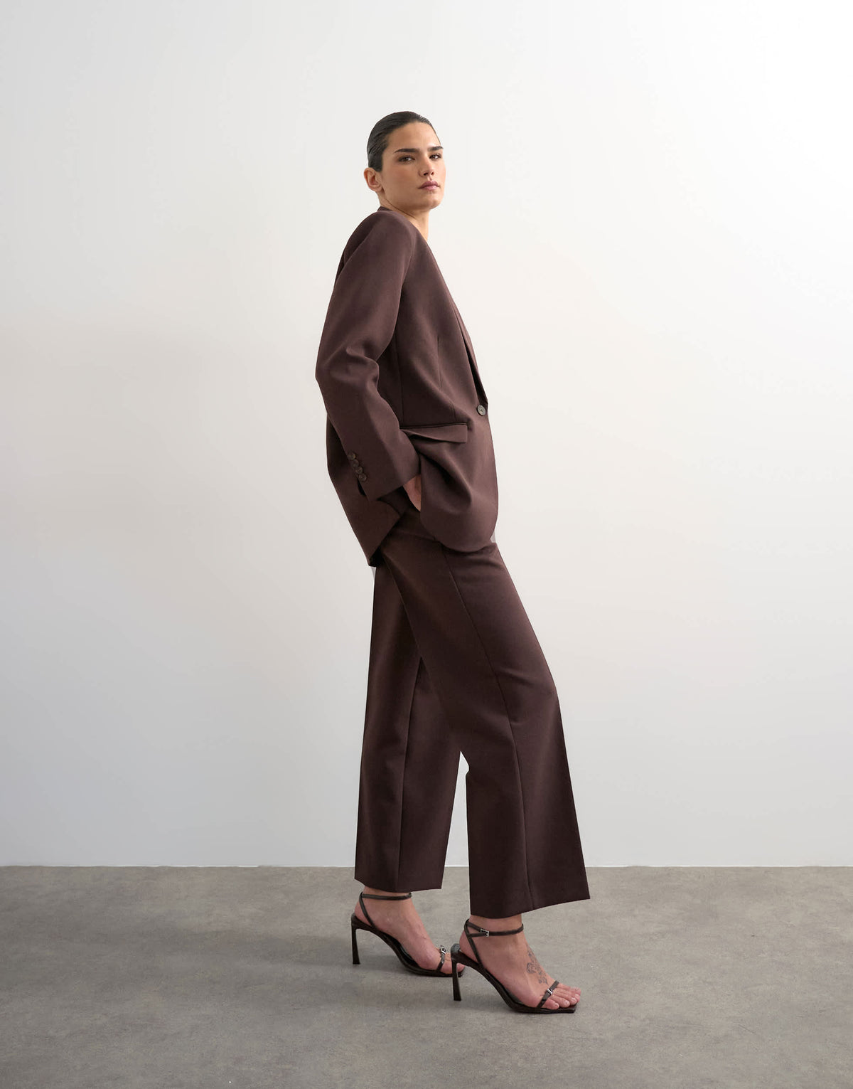 Topshop co ord 2 button relaxed fit blazer in chocolate
