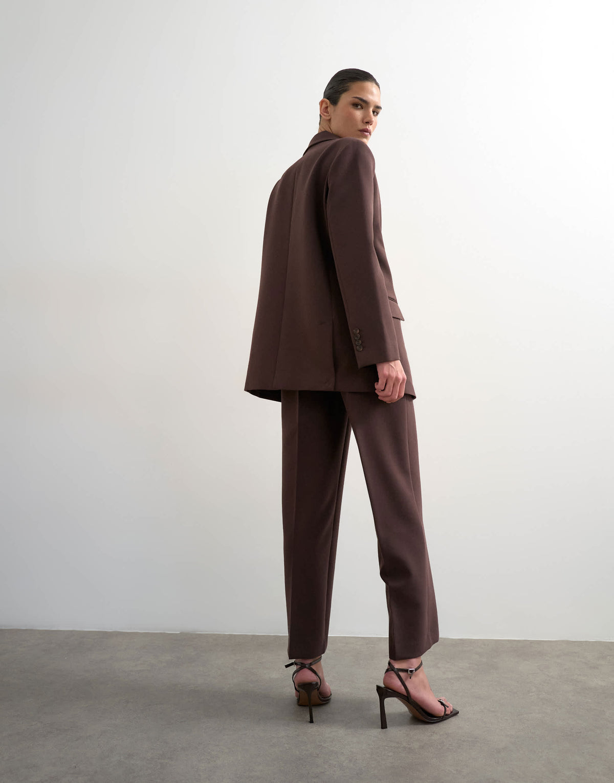 Topshop co ord mid rise clean straight trouser in chocolate