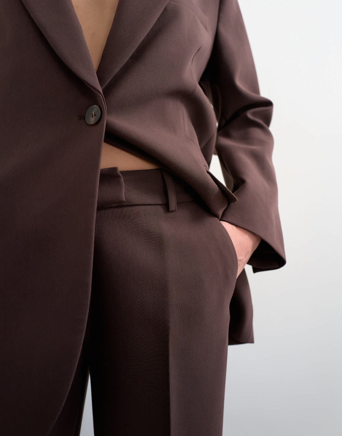 Topshop co ord mid rise clean straight trouser in chocolate