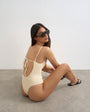 Topshop Cooper square neck swimsuit in white