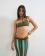 Topshop Tatum one shoulder bikini top with hardware in khaki 
