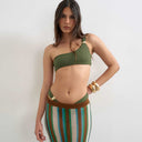Topshop Tatum one shoulder bikini top with hardware in khaki 