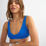 Topshop Tara scoop bikini top in blue