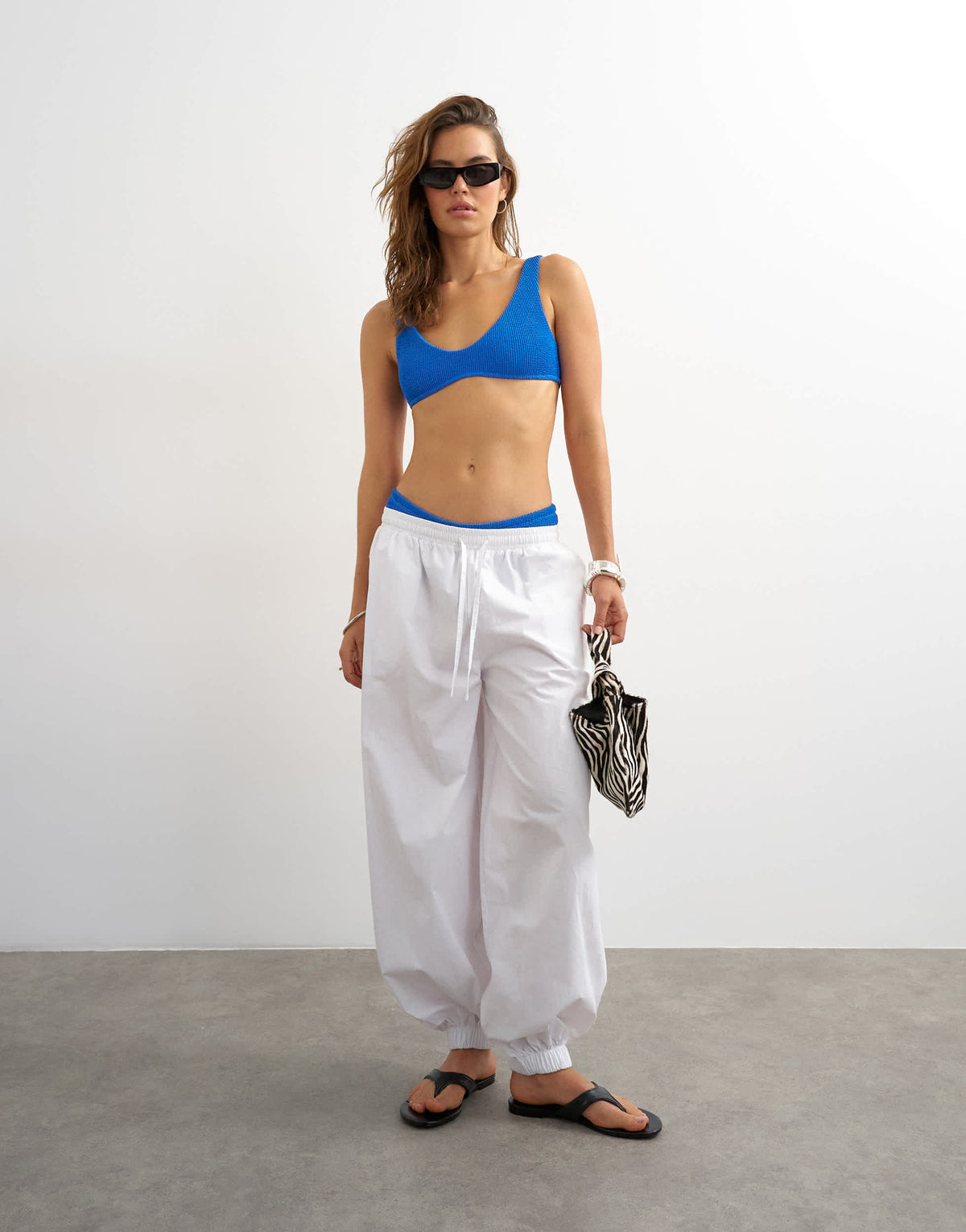Topshop Tara scoop bikini top in blue