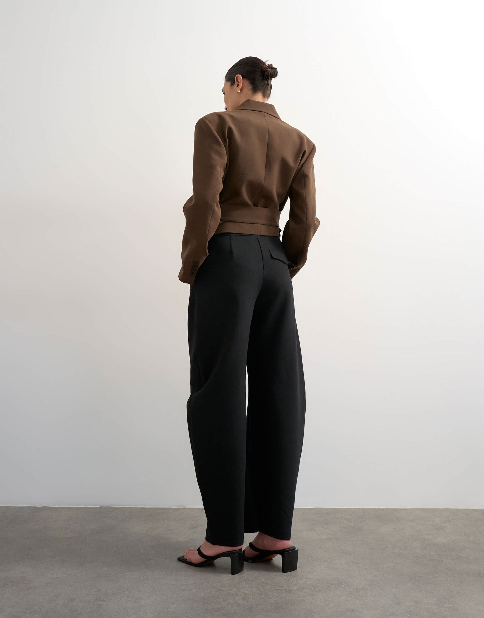 Topshop tailored barrel trouser in black
