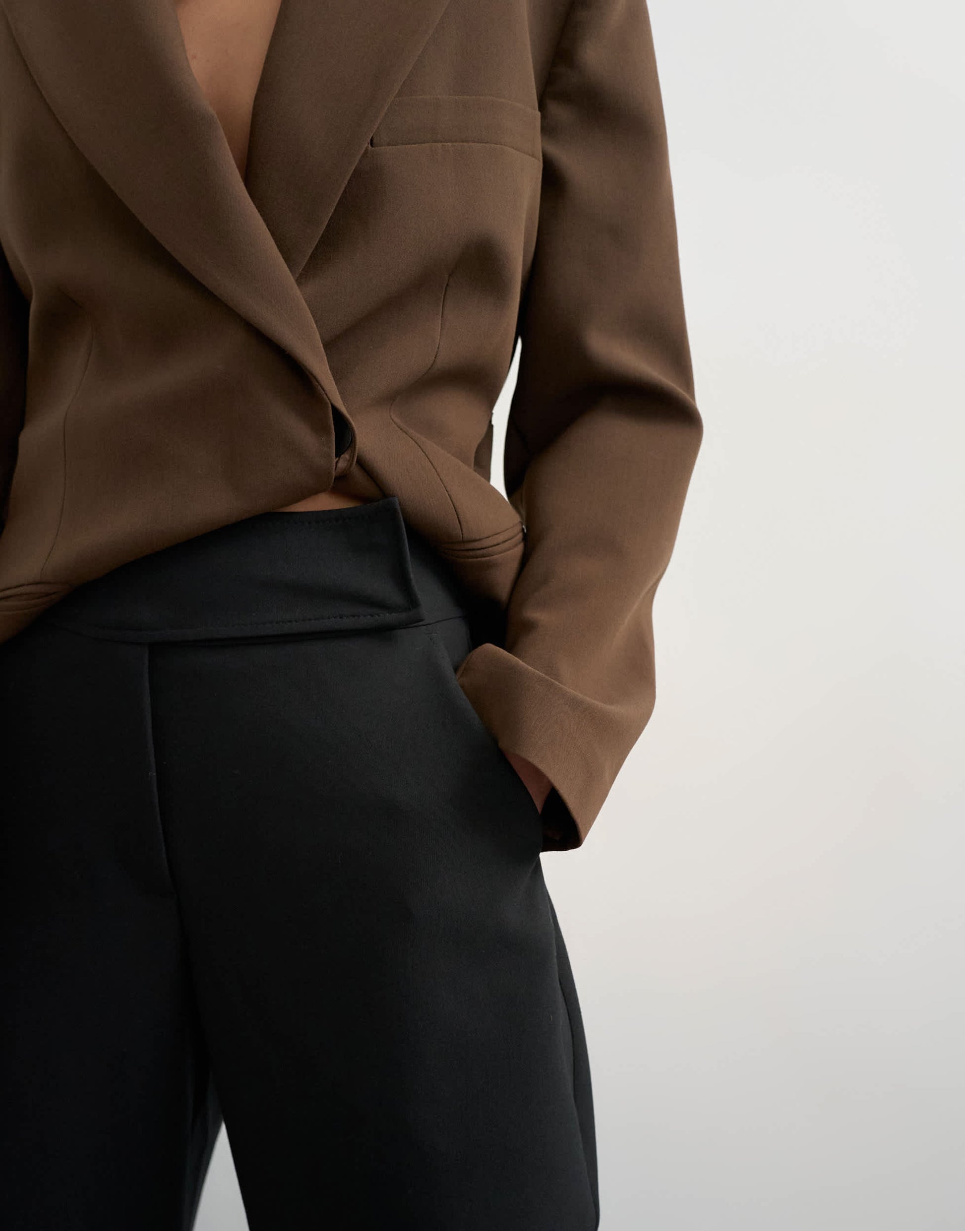 Topshop tailored barrel trouser in black