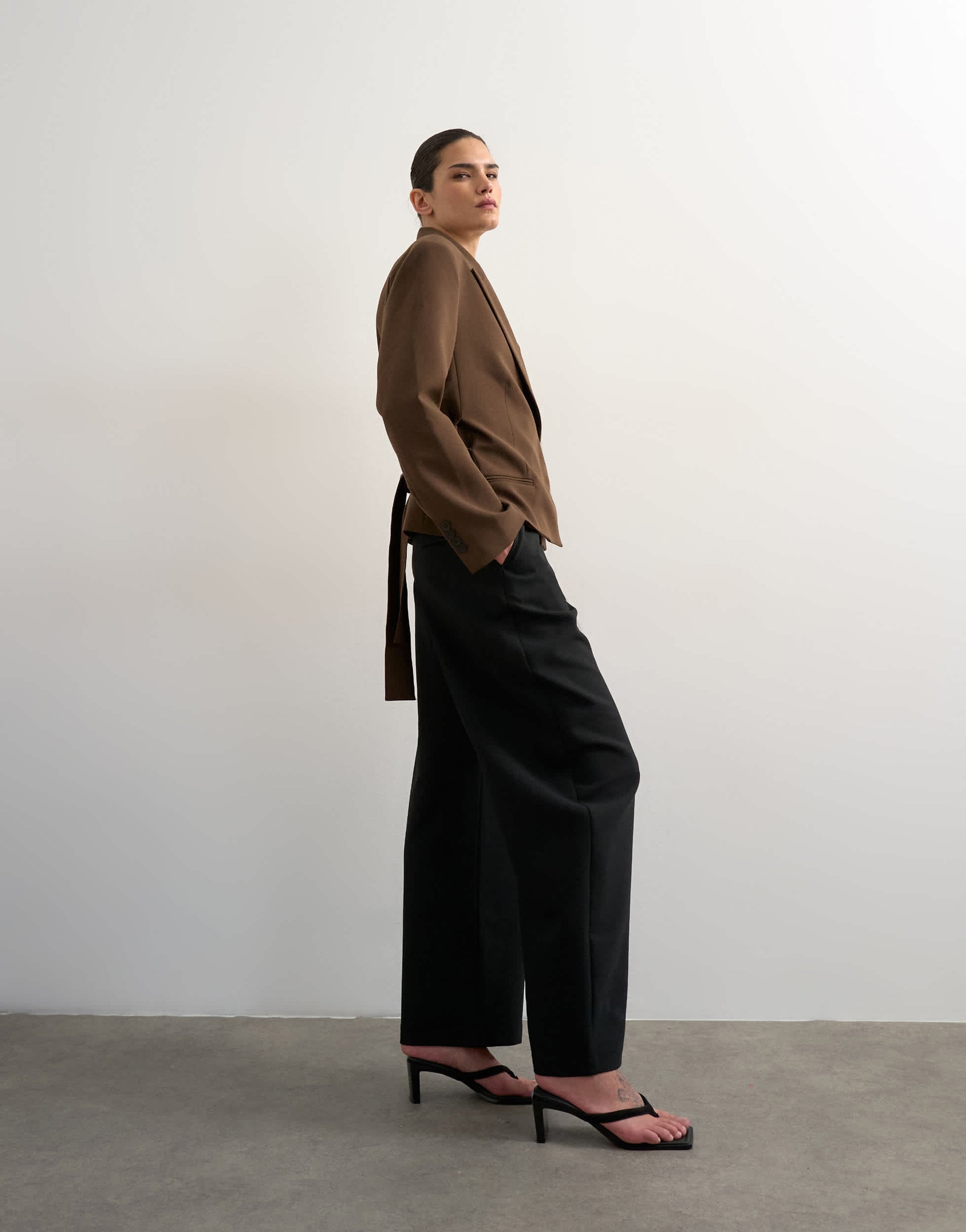 Topshop tailored barrel trouser in black