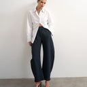 Topshop tailored barrel trouser in navy