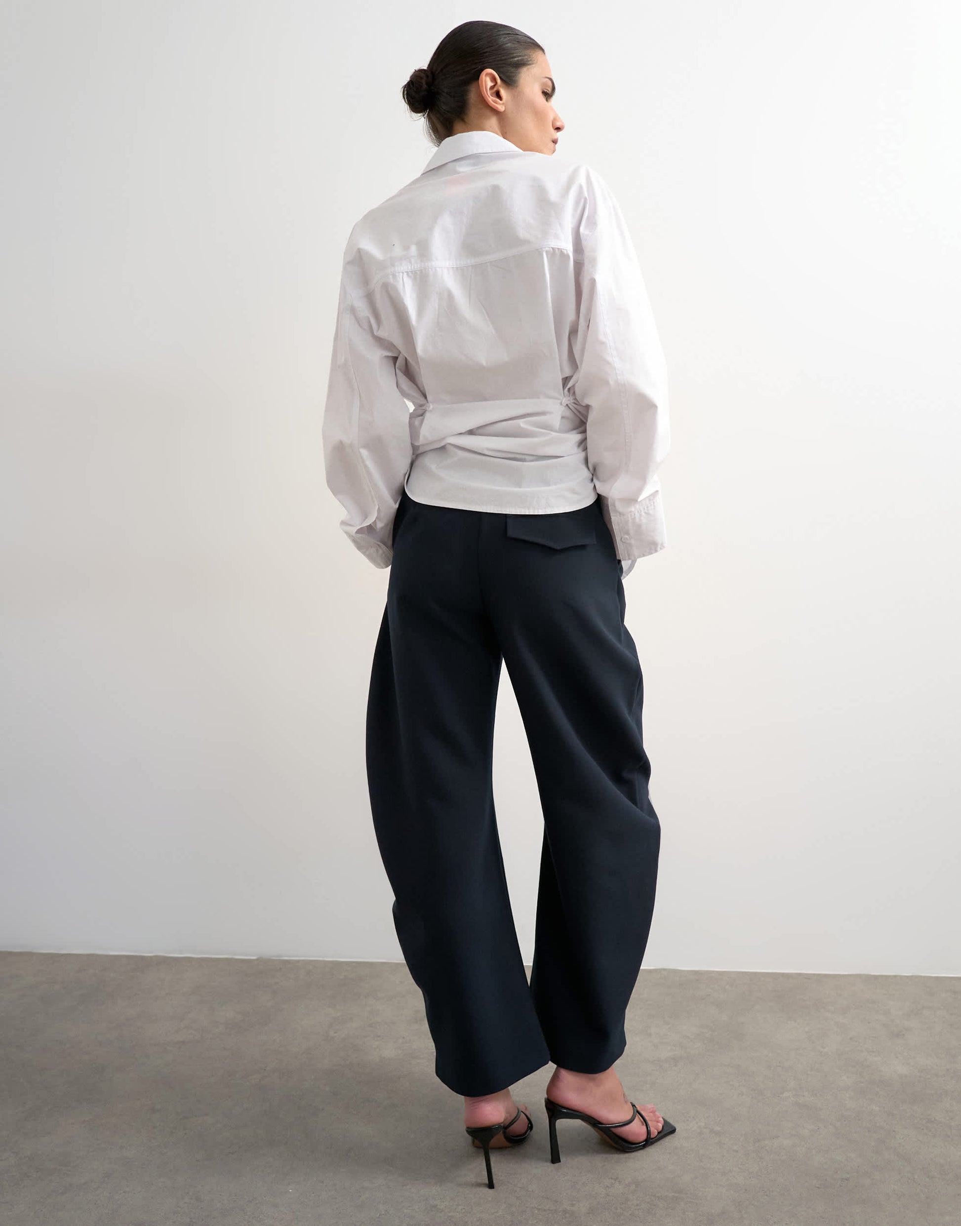 Topshop tailored barrel trouser in navy