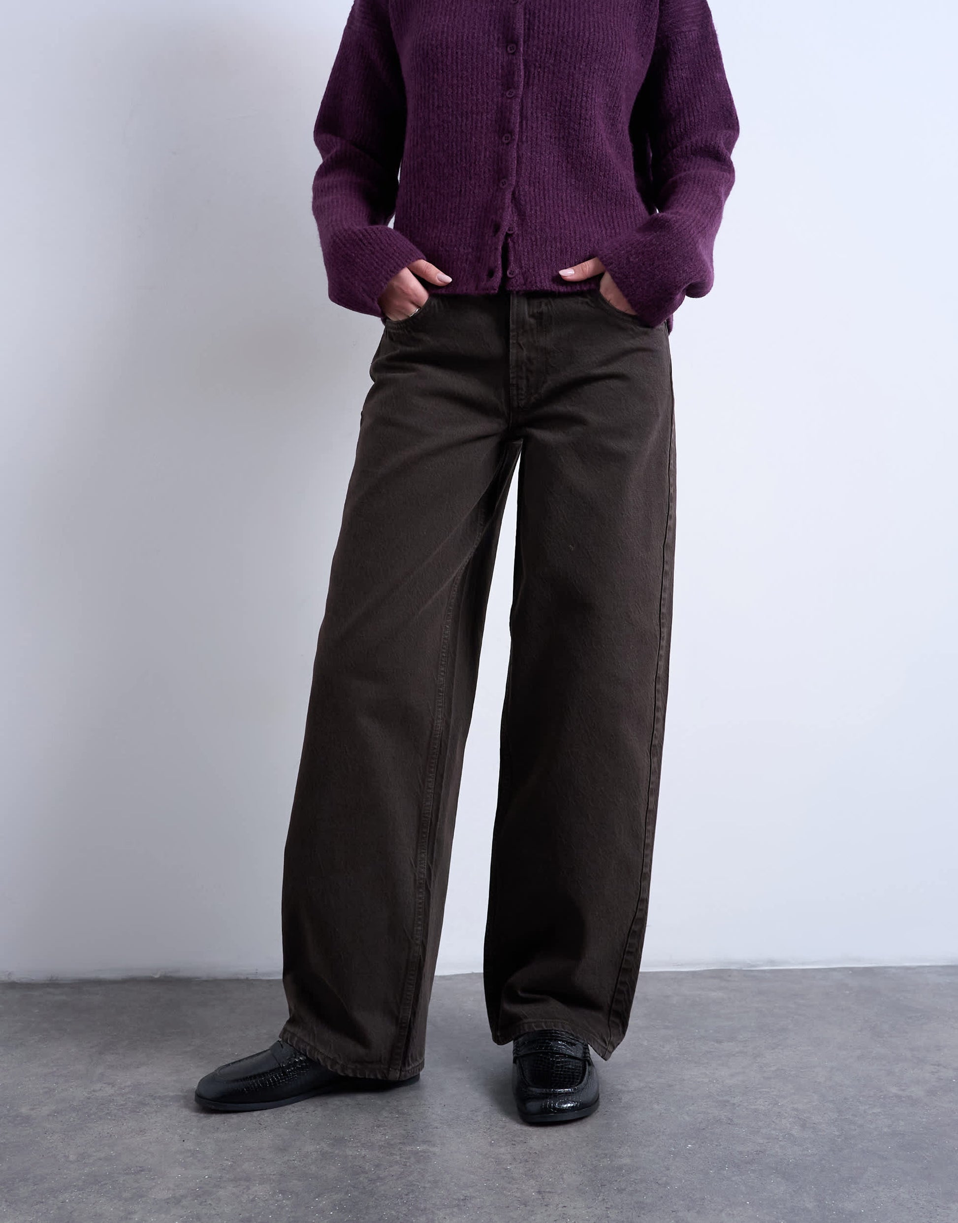Topshop Cinch low rise jean in chocolate