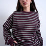 T-shirt patineur ample à manches longues rayé Topshop, couleur bordeaux