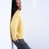Topshop knitted wool blend fluffy exposed seam easy jumper in butter yellow