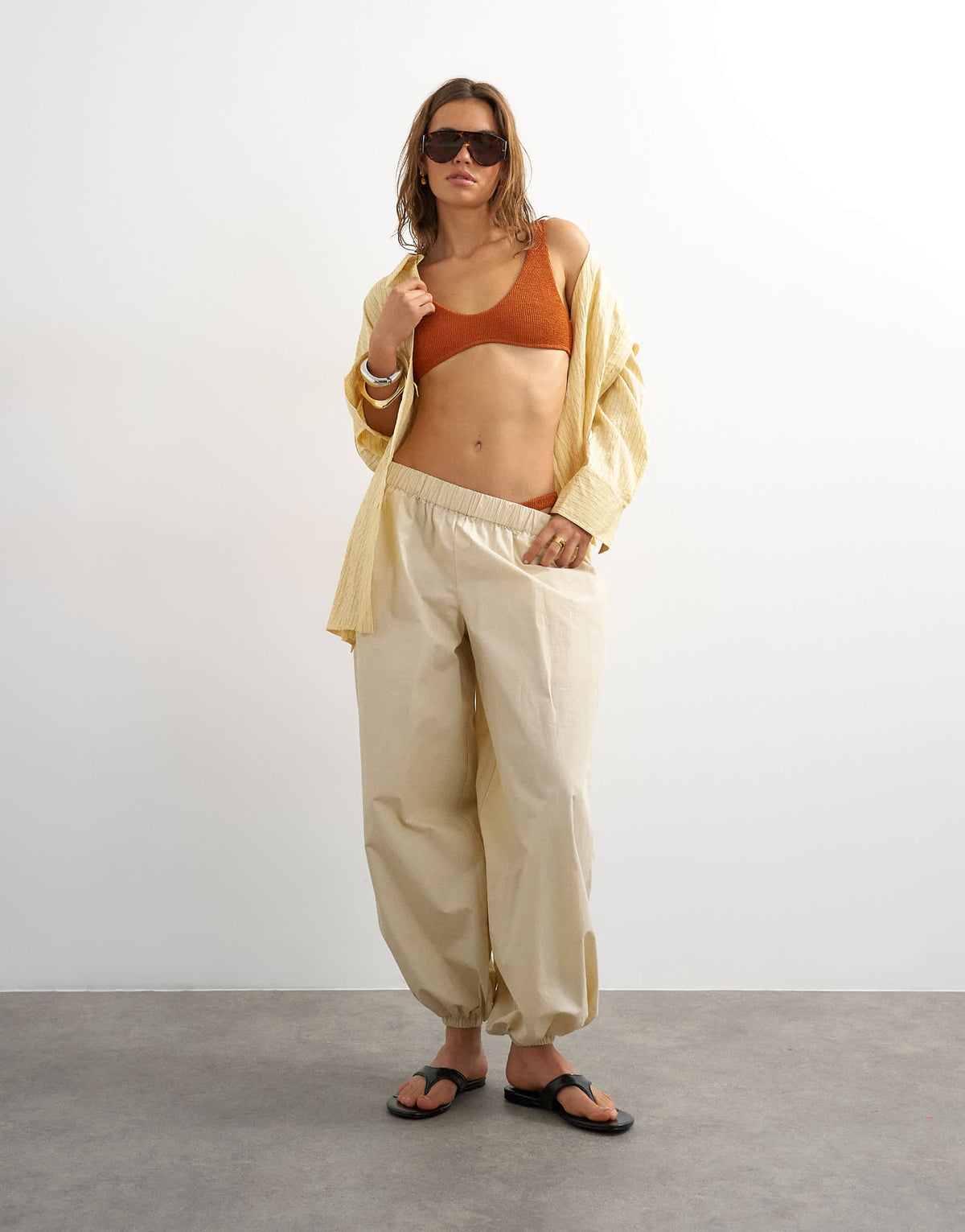 Topshop Tara scoop bikini top in rust