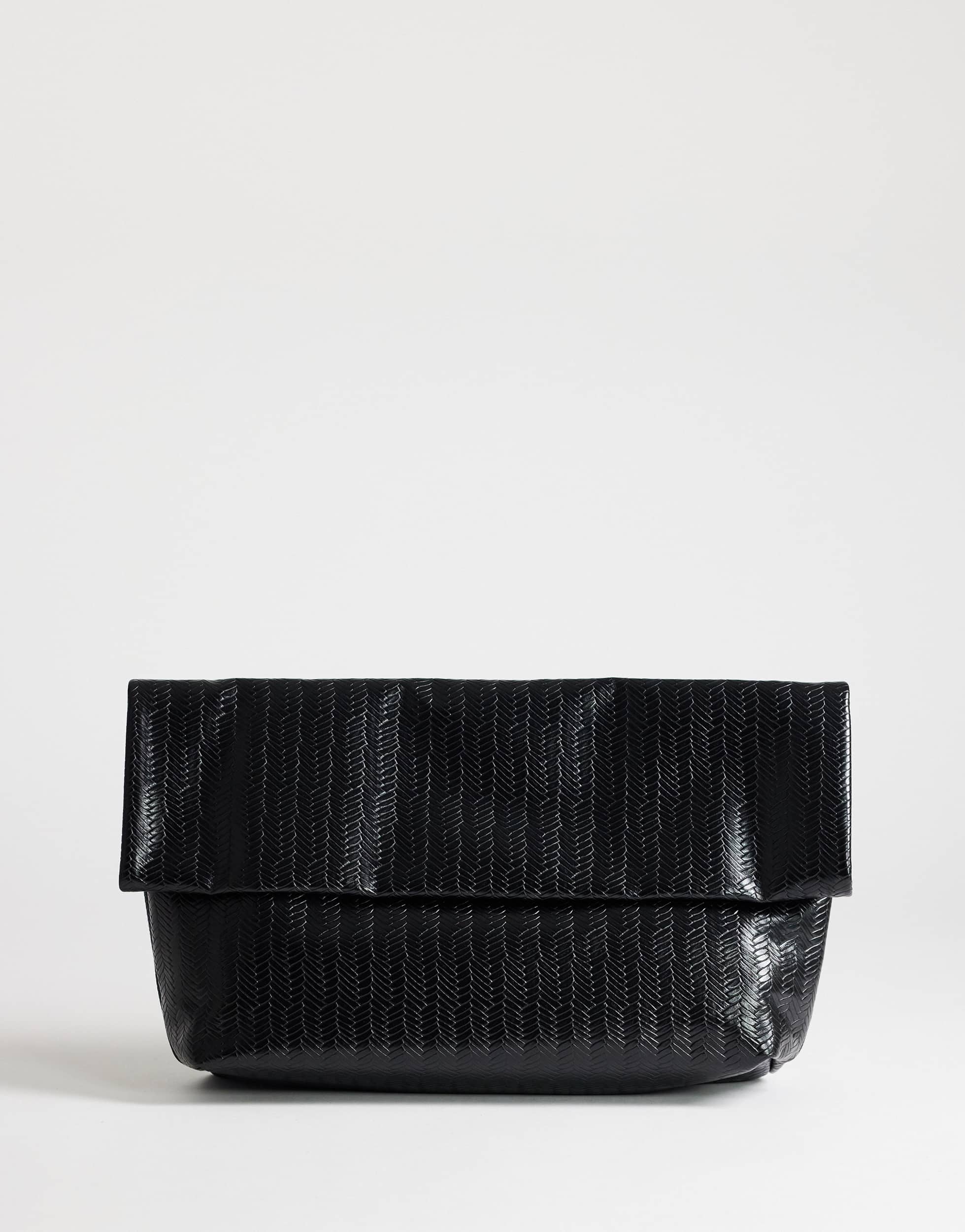 Topshop George weave oversized clutch bag in black