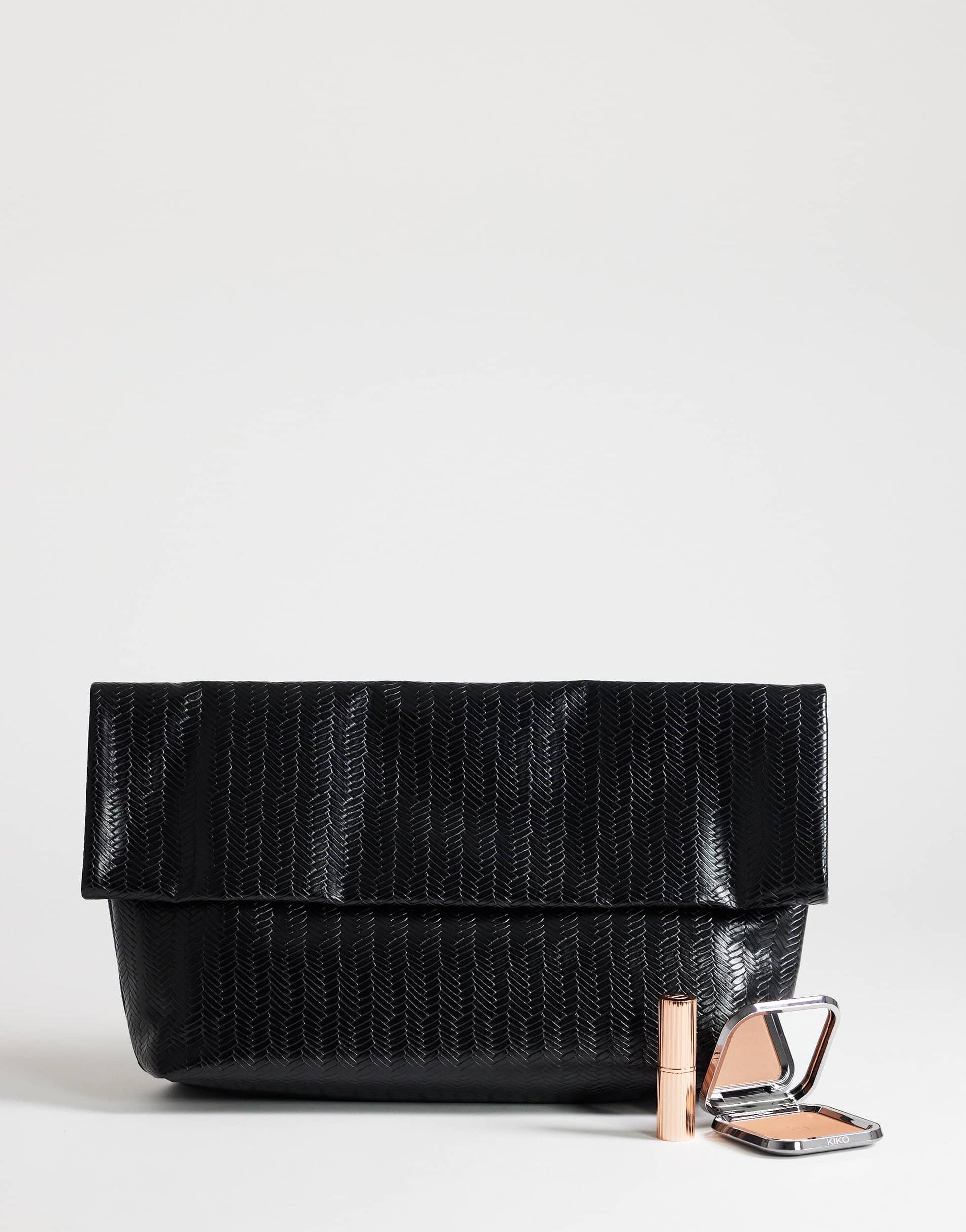 Topshop George weave oversized clutch bag in black