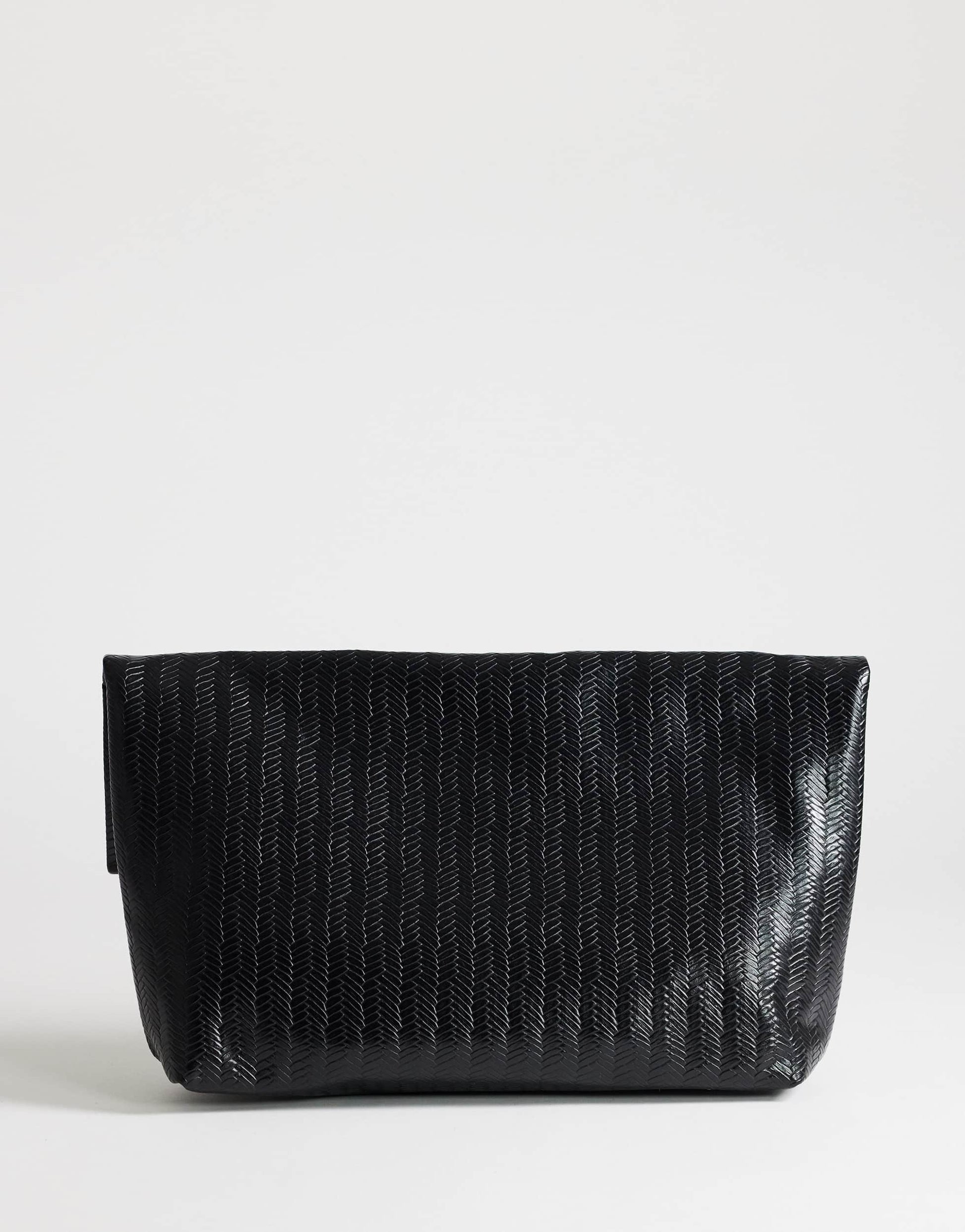 Topshop George weave oversized clutch bag in black