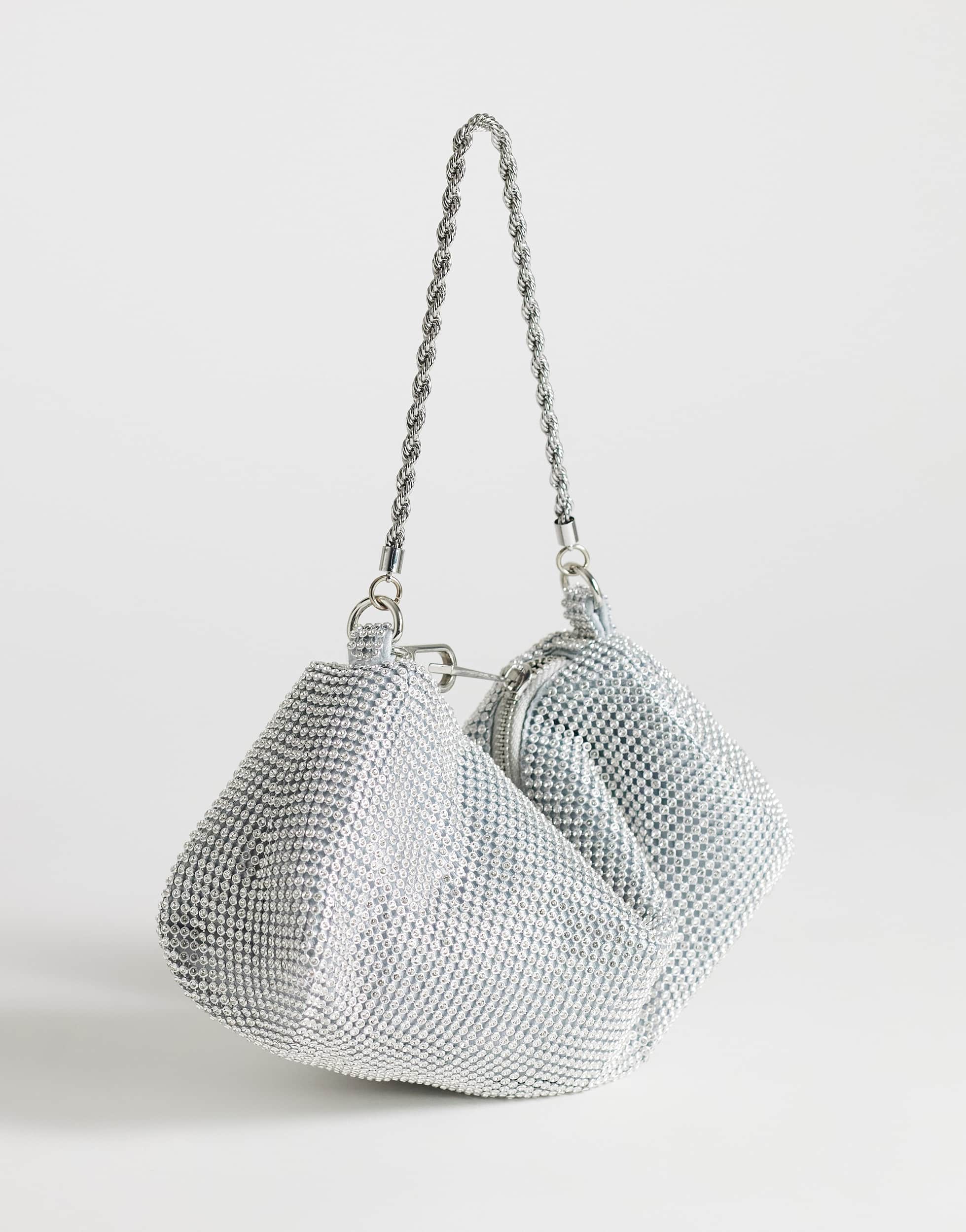Sac fourre-tout Topshop Ginny à strass, couleur argent
