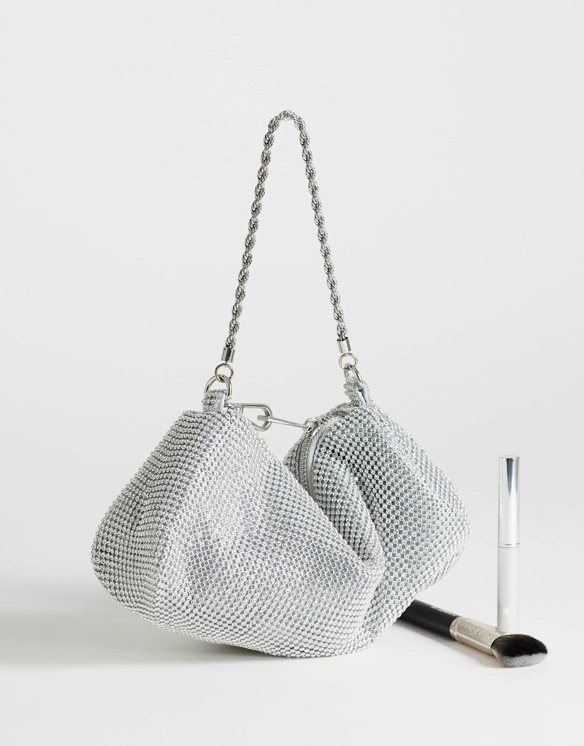 Topshop Ginny small diamante grab bag in silver