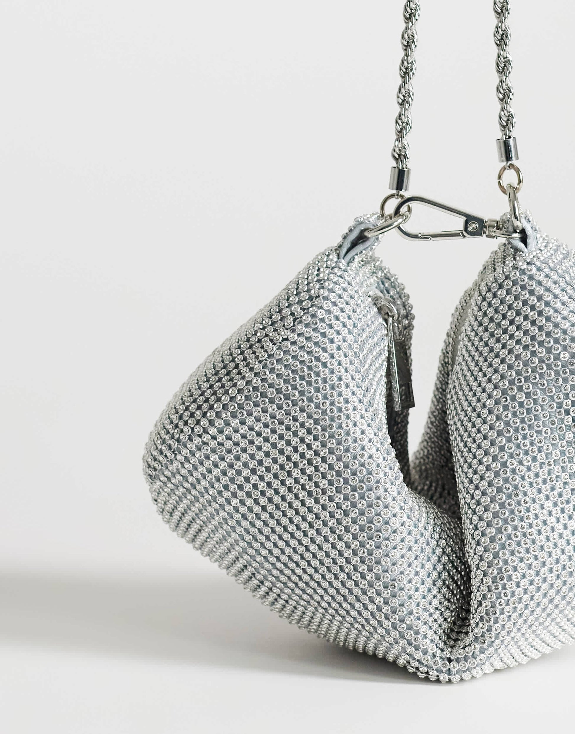 Topshop Ginny small diamante grab bag in silver