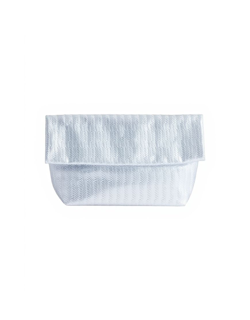 Topshop George weave oversized clutch bag in silver