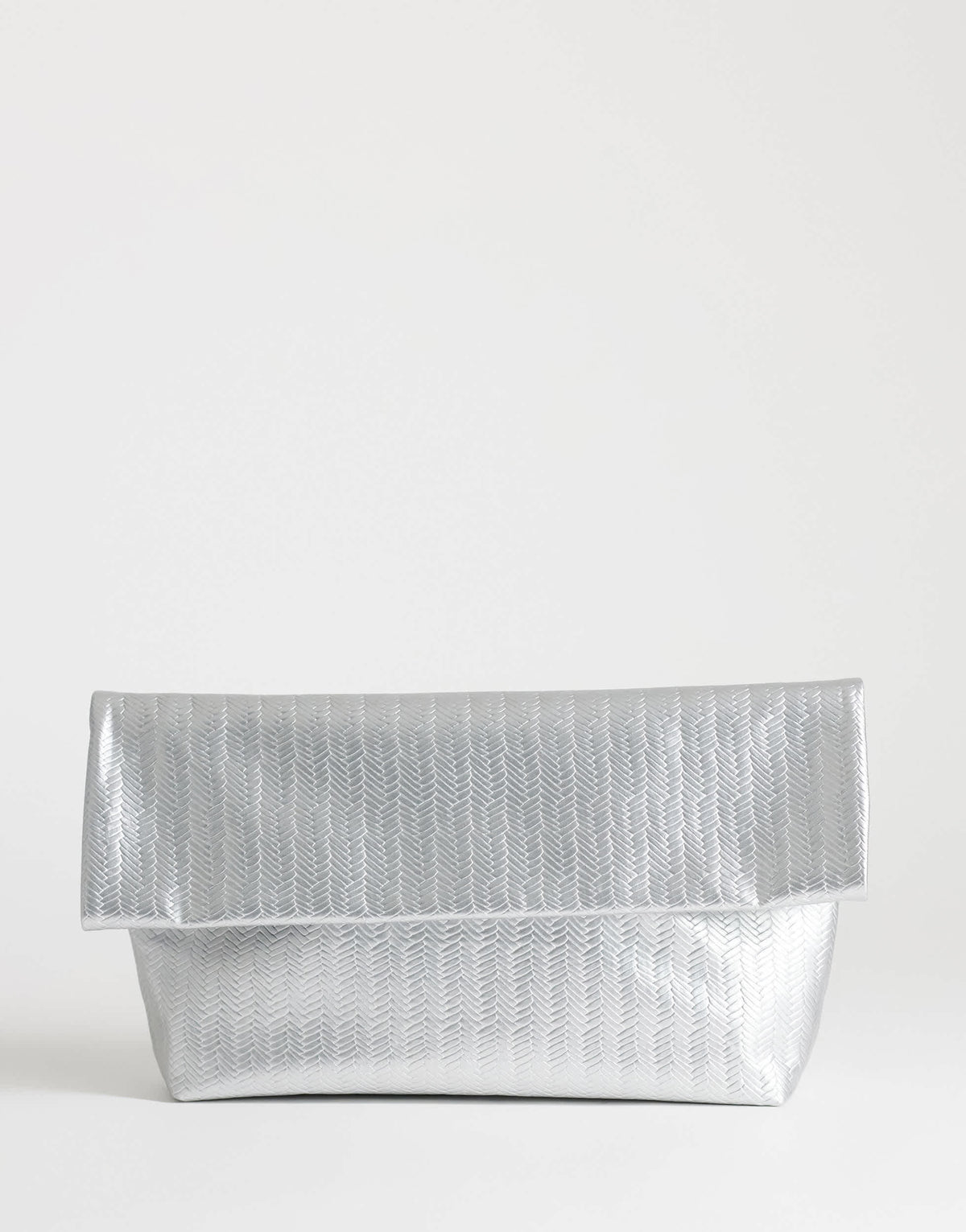 Topshop George weave oversized clutch bag in silver