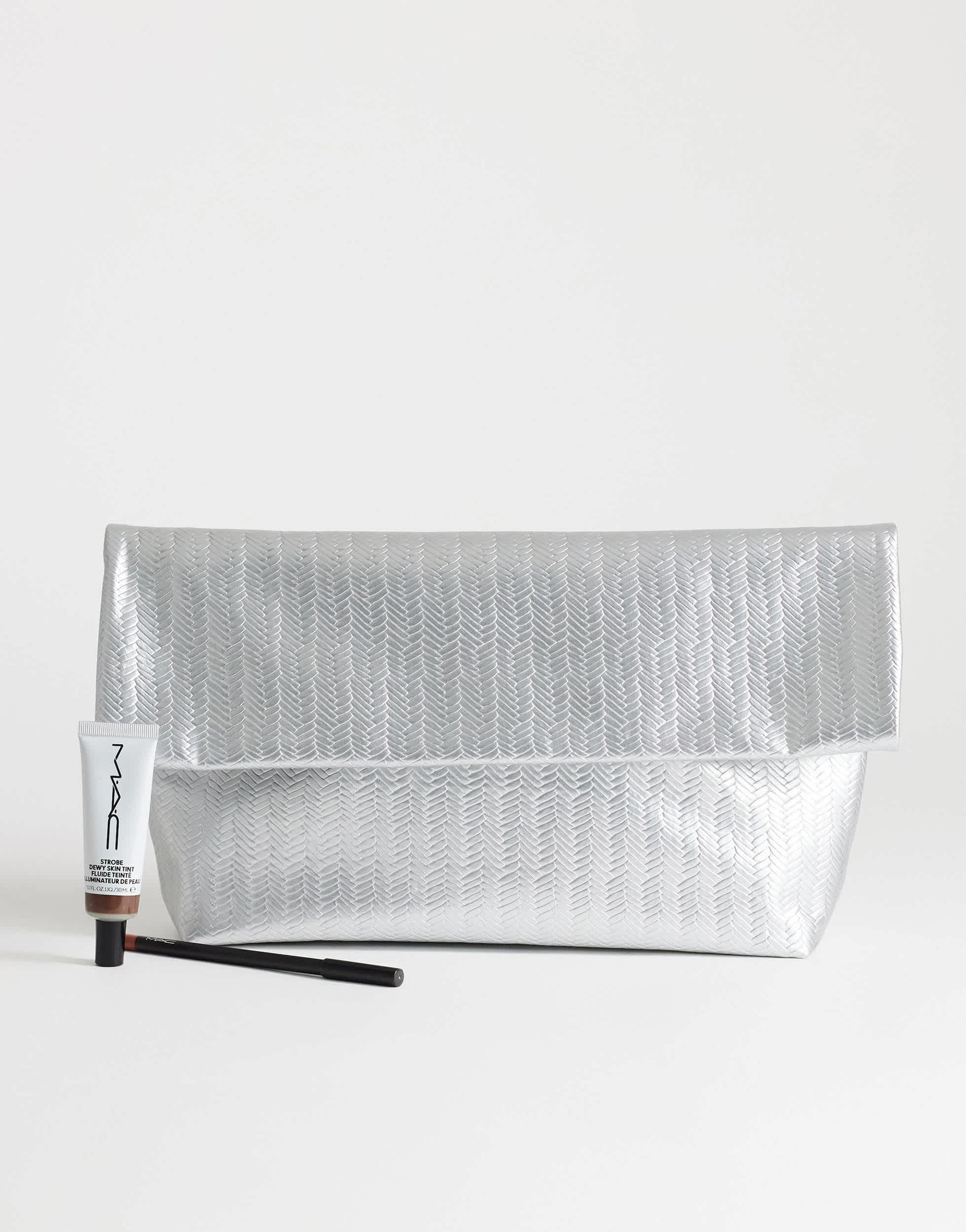 Topshop George weave oversized clutch bag in silver