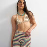 Topshop Sienna embroidered triangle bikini in off white and chocolate
