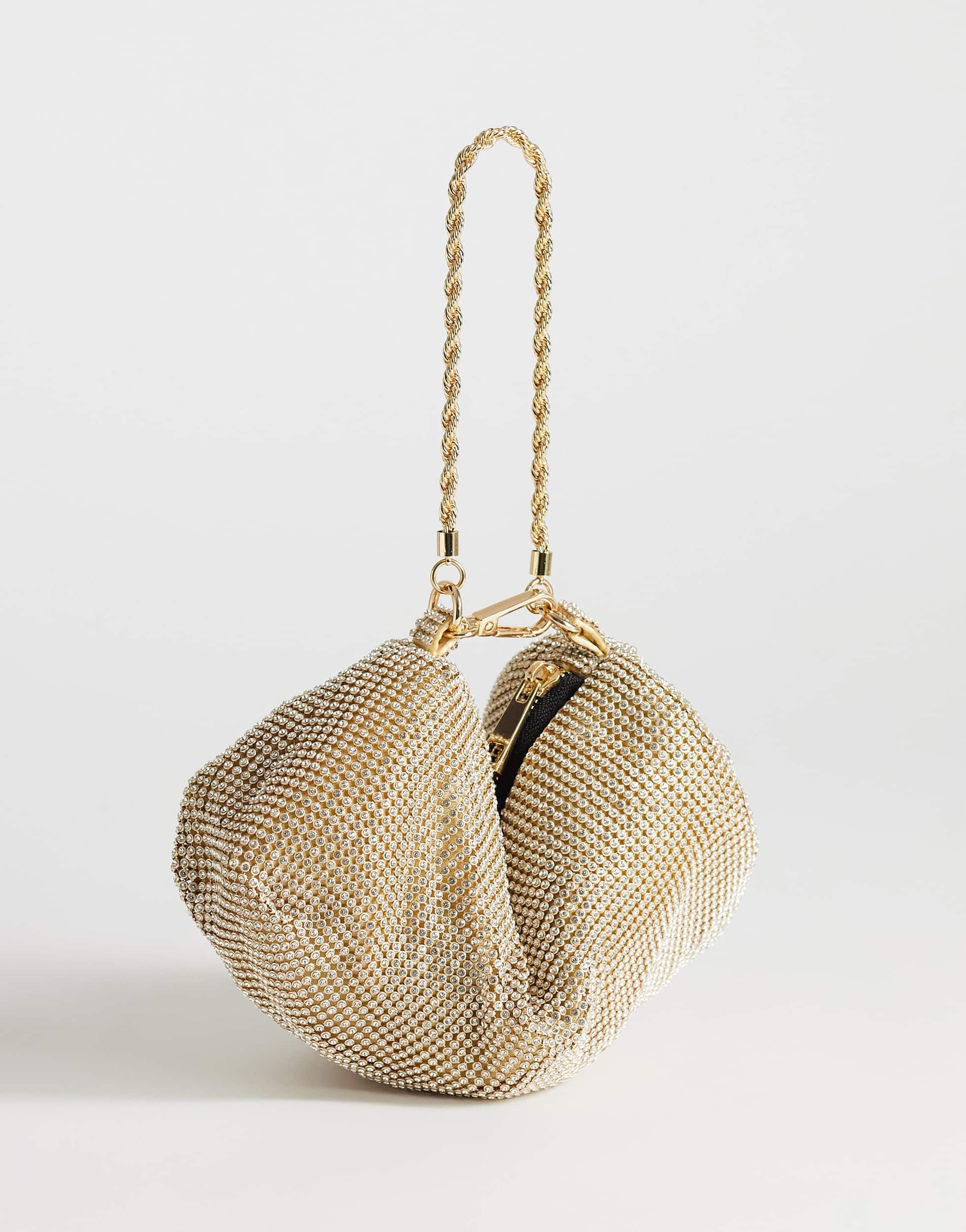 Topshop Ginny small diamante grab bag in gold