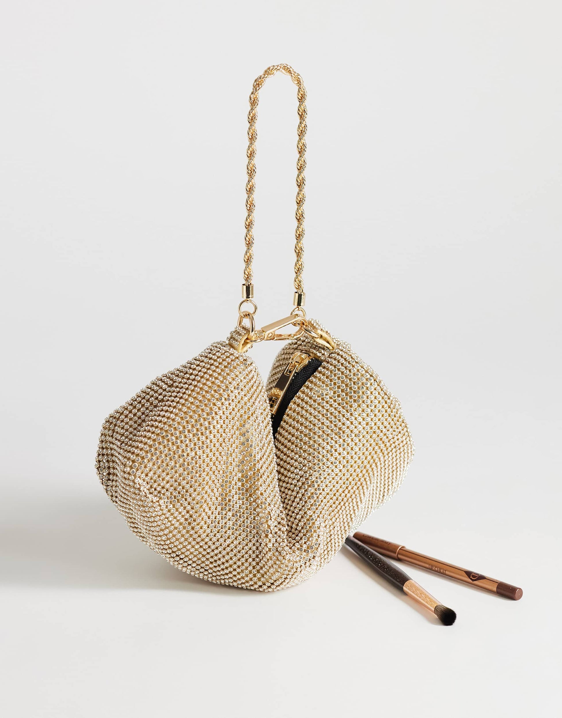 Topshop Ginny small diamante grab bag in gold