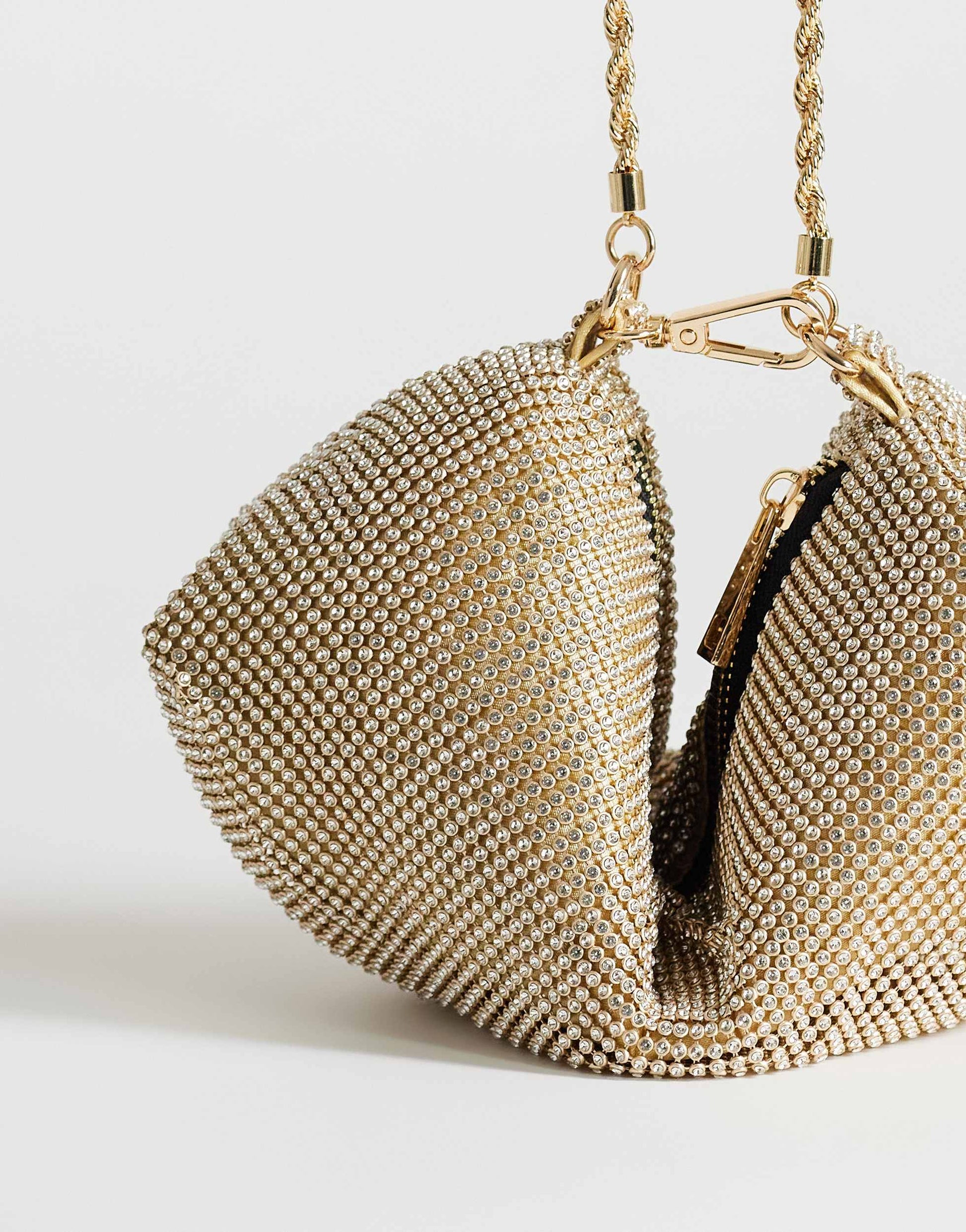 Topshop Ginny small diamante grab bag in gold