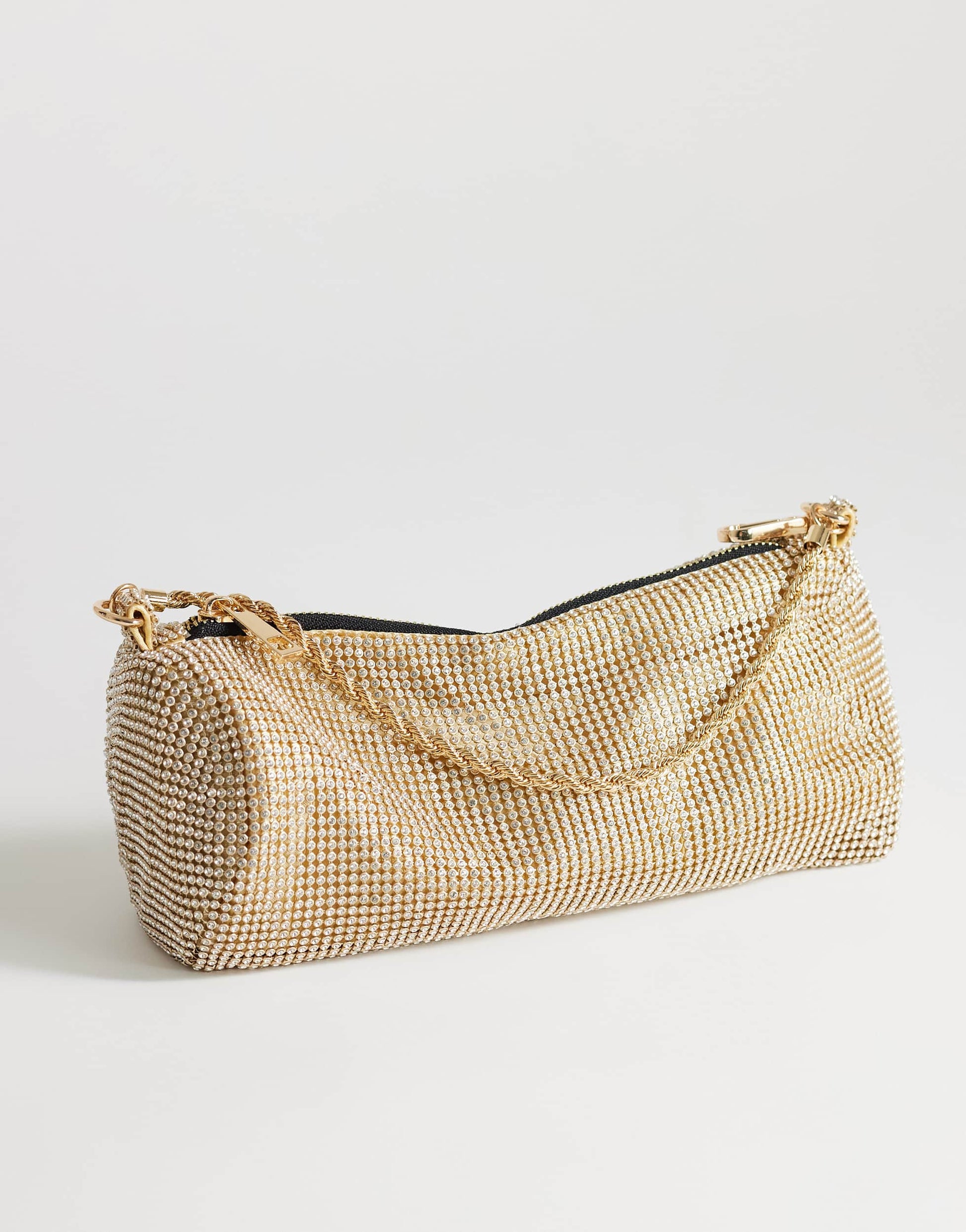 Topshop Ginny small diamante grab bag in gold